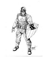 Captain America - Full Figure Pencil & Ink Comic Art